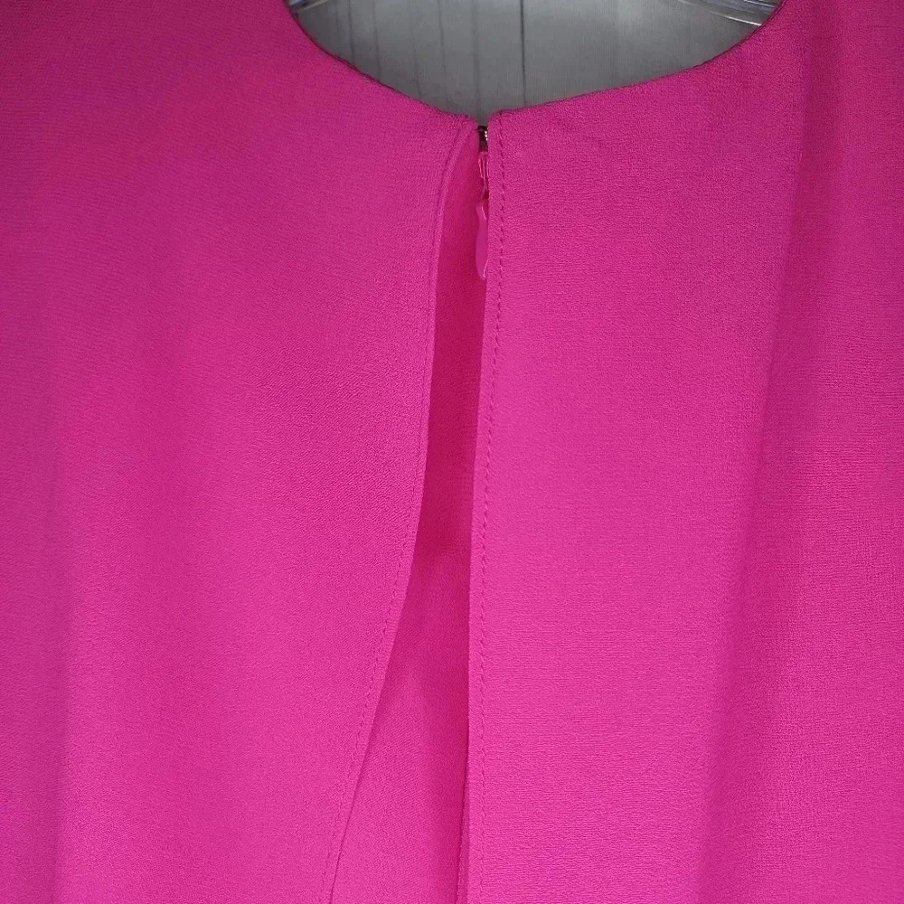 Vince Camuto Hot Pink layered drape chiffon boho flowy Flounce dress size 8 - Picture 10 of 15